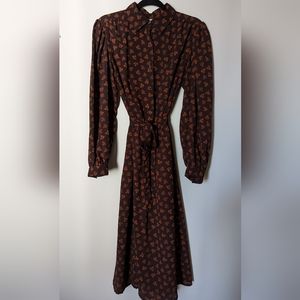 Button Down Patterned Midi Dress